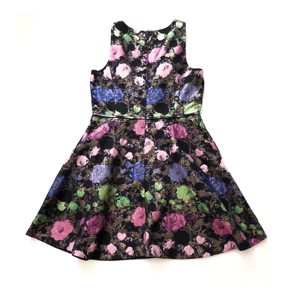 Tahari Jacquard Floral Metallic Fit + Flare Dress - Picture 4 of 11